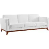 Chance Sofa in White Fabric on Wood Frame