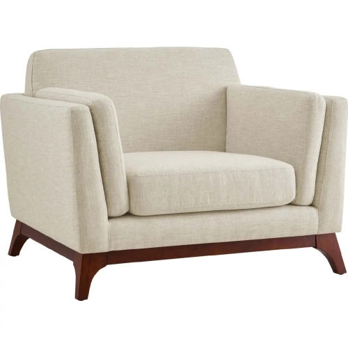 Chance Arm Chair in Beige Fabric on Wood Frame