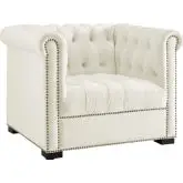 Heritage Arm Chair in Tufted Ivory Velvet