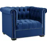 Heritage Arm Chair in Tufted Midnight Blue Velvet