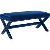 Rivet Bench in Navy Blue Velvet w/ Nailhead Trim