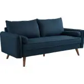 Revive Sofa in Azure Fabric on Wood Legs