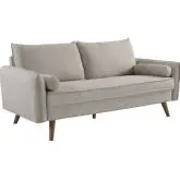 Revive Sofa in Beige Fabric on Wood Legs