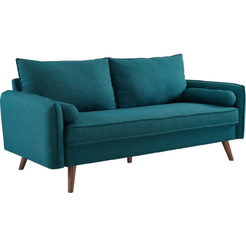 Revive Sofa in Teal Fabric on Wood Legs