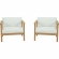 Bayport 2 Piece Outdoor Arm Chair Set in Teak & White Fabric