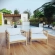 Bayport 2 Piece Outdoor Arm Chair Set in Teak & White Fabric