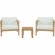 Bayport 3 Piece Outdoor Arm Chair Set in Teak & White Fabric