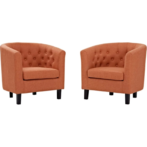 Prospect Arm Chair in Tufted Orange Fabric (Set of 2)