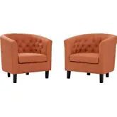 Prospect Arm Chair in Tufted Orange Fabric (Set of 2)
