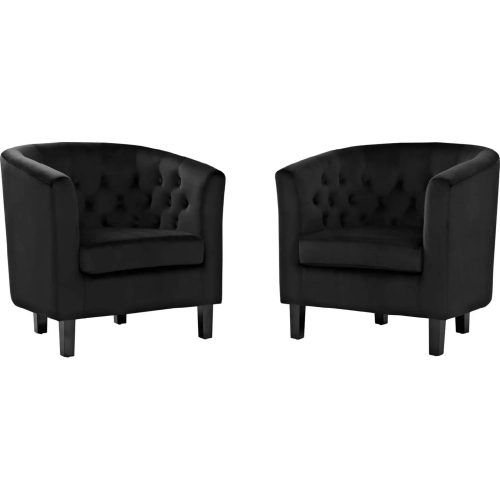 Prospect Arm Chair in Tufted Black Velvet (Set of 2)