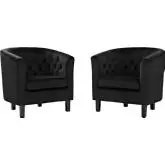 Prospect Arm Chair in Tufted Black Velvet (Set of 2)