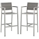 Shore Outdoor Bar Stool in Aluminum (Set of 2)