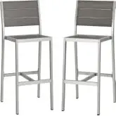 Shore Outdoor Armless Bar Stool in Aluminum (Set of 2)