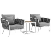 Stance Outdoor Arm Chair Set in White w/ Gray Fabric