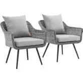 Endeavor Outdoor Poly Wicker Arm Chair in Gray (Set of 2)