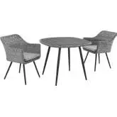 Endeavor 3 Piece Outdoor Poly Wicker Dining Set in Gray