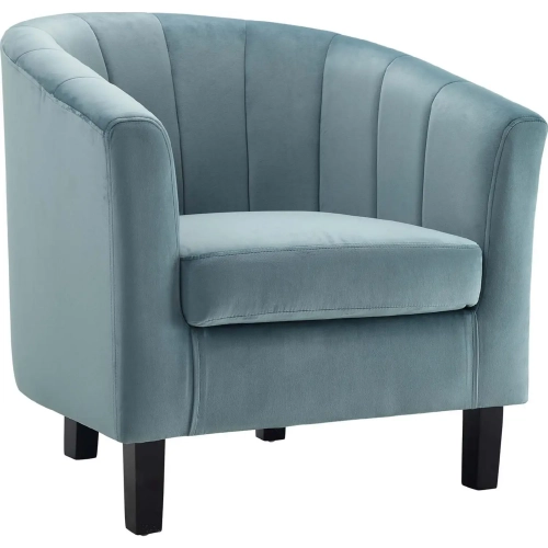 Prospect Arm Chair in Channel Tufted Light Blue Velvet