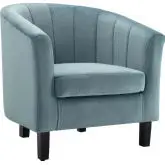 Prospect Arm Chair in Channel Tufted Light Blue Velvet