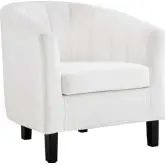 Prospect Arm Chair in Channel Tufted White Velvet