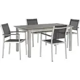 Shore 5 Piece Outdoor Dining Set in Aluminum with Black Mesh