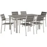 Shore 7 Piece Outdoor Dining Set in Aluminum w/ Gray Poly Wood