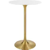 Lippa 28" Bar Table in White on Gold Metal