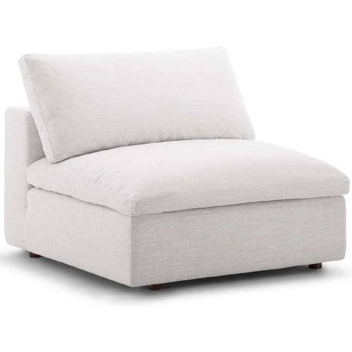 Commix Down Overstuffed Armless Chair in Beige Fabric