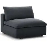 Commix Down Overstuffed Armless Chair in Gray Fabric