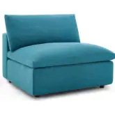 Commix Down Overstuffed Armless Chair in Teal Fabric