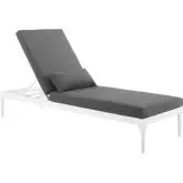 Perspective Outdoor Chaise in White Metal & Charcoal Fabric