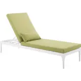 Perspective Outdoor Chaise in White Metal & Peridot Fabric