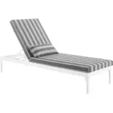 Perspective Outdoor Chaise in White Metal & Stripe Grey Fabric