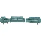 Empress Sofa, Loveseat & Arm Chair Set in Tufted Laguna Fabric