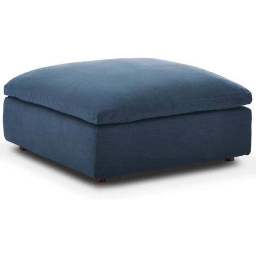 Commix Down Overstuffed Ottoman in Azure Blue Fabric