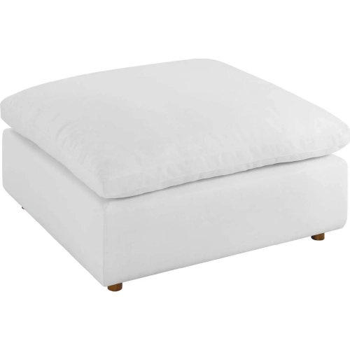 Commix Down Overstuffed Ottoman in Pure White Fabric