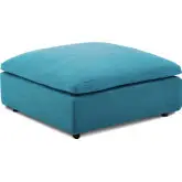 Commix Down Overstuffed Ottoman in Teal Fabric