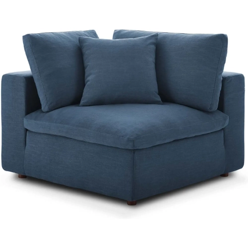 Commix Down Overstuffed Corner Chair in Azure Blue Fabric