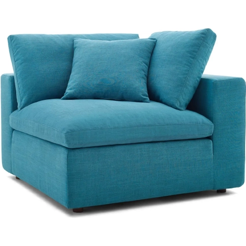 Commix Down Overstuffed Corner Chair in Teal Fabric