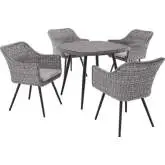 Endeavor 5 Piece Outdoor Poly Wicker Dining Set in Gray