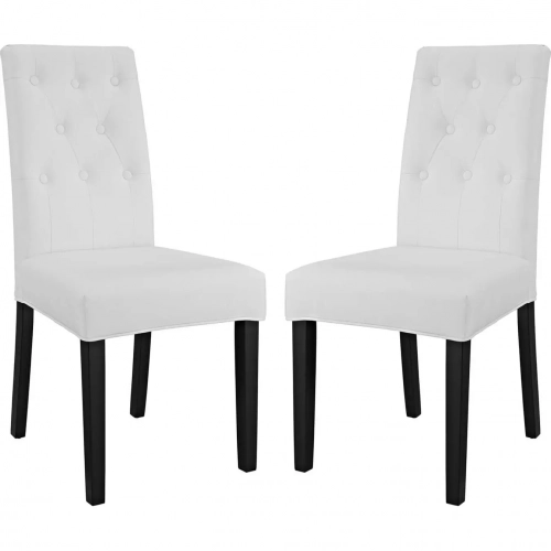 Confer Dining Chair in Tufted White Leatherette (Set of 2)