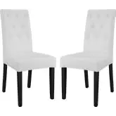 Confer Dining Chair in Tufted White Leatherette (Set of 2)