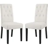 Confer Dining Chair in Tufted Beige Fabric (Set of 2)