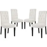 Confer Dining Chair in Tufted Beige Fabric (Set of 4)