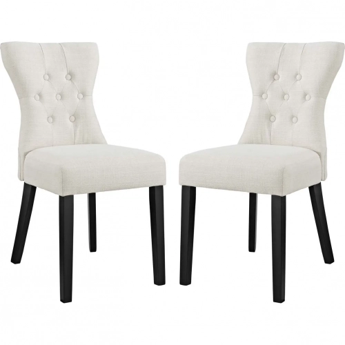 Silhouette Dining Chair in Tufted Beige Fabric (Set of 2)