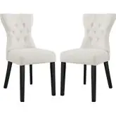 Silhouette Dining Chair in Tufted Beige Fabric (Set of 2)