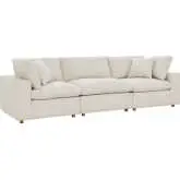 Commix Down Overstuffed 3 Piece Sectional Sofa in Light Beige Fabric