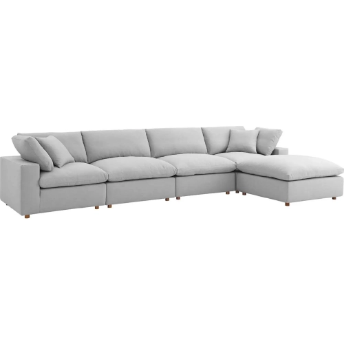 Commix Down Overstuffed 5 Piece Sectional Sofa Set in Light Gray Fabric