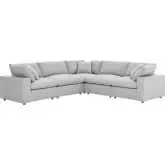 Commix Down Overstuffed 5 Piece Sectional Sofa in Light Gray Fabric