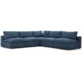 Commix Down Overstuffed 5 Piece Modular Sectional Sofa in Azure Blue Fabric