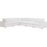 Commix Overstuffed 6 Piece Sectional Sofa in Pure White Fabric